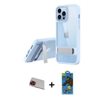 MARSİLYAN™- iPhone 13 Pro Max Kılıf Yadigar Yansıma - Siyah 18D Cam Ekran Koruyucu + Rainbow Kamera Lens Koruma Cam - KI