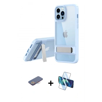 MARSİLYAN™- iPhone 13 Pro Max Kılıf Yadigar Yansıma - Siyah 3D Antistatik Cam Ekran Koruyucu + Renkli Kamera Lens Koruma Cam - PE