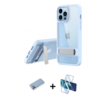 MARSİLYAN™- iPhone 13 Pro Max Kılıf Yadigar Yansıma - Siyah 3D Antistatik Cam Ekran Koruyucu + Shine Kamera Lens Koruma Cam - MI