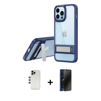 MARSİLYAN™- iPhone 13 Pro Max Kılıf Yadigar Yansıma - Siyah 3D Antistatik Hayalet Cam Ekran Koruyucu + Shine Kamera Lens - GD