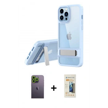 MARSİLYAN™- iPhone 13 Pro Max Kılıf Yadigar Yansıma - Siyah 6D Mat Seramik Hayalet Nano Ekran Koruyucu + Neon Fosforlu Kamera Lens - YL