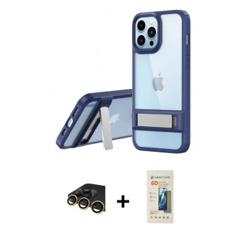 MARSİLYAN™- iPhone 13 Pro Max Kılıf Yadigar Yansıma - Siyah 6D Mat Seramik Hayalet Nano Ekran Koruyucu + Raze Metal Kamera Lens - GD