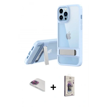 MARSİLYAN™- iPhone 13 Pro Max Kılıf Yadigar Yansıma - Siyah Bilvis 3D Cam Ekran Koruyucu + Pers Alüminyum Kamera Lens - GI