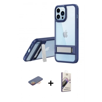 MARSİLYAN™- iPhone 13 Pro Max Kılıf Yadigar Yansıma - Siyah Bilvis 3D Mat Cam Ekran Koruyucu + Renkli Kamera Lens Koruma Cam - TU