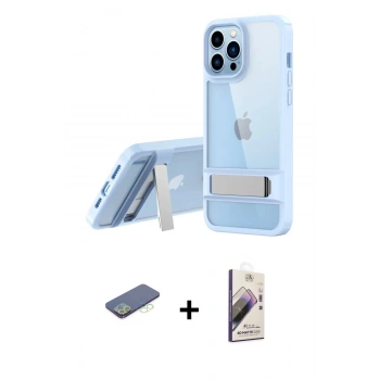 MARSİLYAN™- iPhone 13 Pro Max Kılıf Yadigar Yansıma - Siyah Bilvis 3D Mat Cam Ekran Koruyucu + Renkli Kamera Lens Koruma Cam - YL