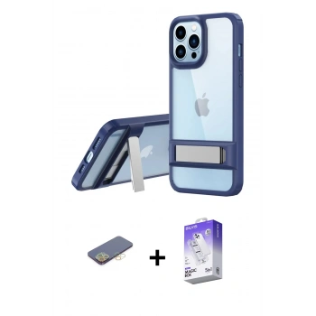 MARSİLYAN™- iPhone 13 Pro Max Kılıf Yadigar Yansıma - Siyah Bilvis 5in1 3D Magic Cam Ekran Koruyucu + Renkli Kamera Lens Koruma Cam - SI