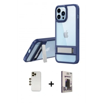 MARSİLYAN™- iPhone 13 Pro Max Kılıf Yadigar Yansıma - Siyah Bilvis Hayalet Cam Ekran Koruyucu + Shine Kamera Lens - GD