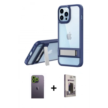 MARSİLYAN™- iPhone 13 Pro Max Kılıf Yadigar Yansıma - Siyah Bilvis Hayalet Cam Ekran Koruyucu + Neon Fosforlu Kamera Lens - YL
