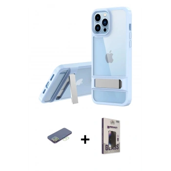 MARSİLYAN™- iPhone 13 Pro Max Kılıf Yadigar Yansıma - Siyah Bilvis Hayalet Cam Ekran Koruyucu + Renkli Kamera Lens Koruma Cam - YL