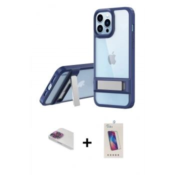 MARSİLYAN™- iPhone 13 Pro Max Kılıf Yadigar Yansıma - Siyah Joko 5D Cam + Pers Alüminyum Kamera Lens - GI
