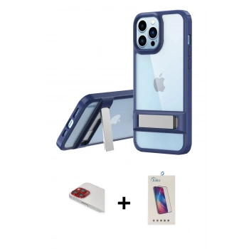MARSİLYAN™- iPhone 13 Pro Max Kılıf Yadigar Yansıma - Siyah Joko 5D Cam + Pers Alüminyum Kamera Lens - KI
