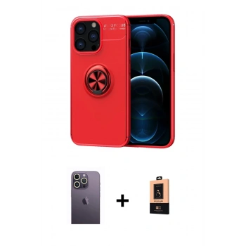 MARSİLYAN™- iPhone 13 Pro Max Kılıf Yankı Form Prime - Şeffaf Maxco Cam Ekran Koruyucu + Neon Fosforlu Kamera Lens - BZ