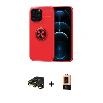 MARSİLYAN™- iPhone 13 Pro Max Kılıf Yankı Form Prime - Şeffaf Maxco Cam Ekran Koruyucu + Raze Metal Kamera Lens - GD