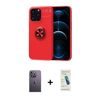 MARSİLYAN™- iPhone 13 Pro Max Kılıf Yankı Form Prime - Şeffaf Pasifik Cam Ekran Koruyucu + Neon Fosforlu Kamera Lens - BZ