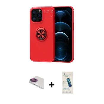 MARSİLYAN™- iPhone 13 Pro Max Kılıf Yankı Form Prime - Şeffaf Pasifik Cam Ekran Koruyucu + Pers Alüminyum Kamera Lens - GI