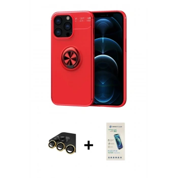MARSİLYAN™- iPhone 13 Pro Max Kılıf Yankı Form Prime - Şeffaf Pasifik Cam Ekran Koruyucu + Raze Metal Kamera Lens - GD