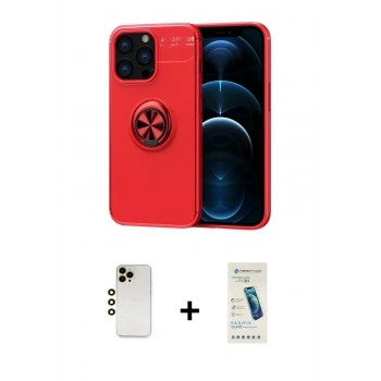 MARSİLYAN™- iPhone 13 Pro Max Kılıf Yankı Form Prime - Şeffaf Pasifik Cam Ekran Koruyucu + Shine Kamera Lens - GD