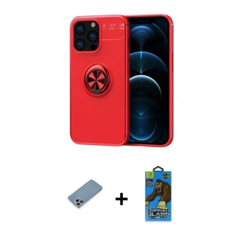 MARSİLYAN™- iPhone 13 Pro Max Kılıf Yankı Form Prime - Siyah 18D Cam Ekran Koruyucu + Shine Kamera Lens Koruma Cam - GI