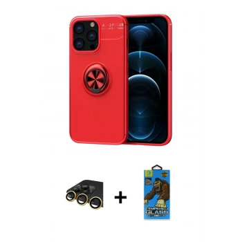 MARSİLYAN™- iPhone 13 Pro Max Kılıf Yankı Form Prime - Siyah 18D Cam Ekran Koruyucu + Raze Metal Kamera Lens - GD