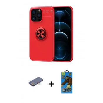 MARSİLYAN™- iPhone 13 Pro Max Kılıf Yankı Form Prime - Siyah 18D Cam Ekran Koruyucu + Renkli Kamera Lens Koruma Cam - MI