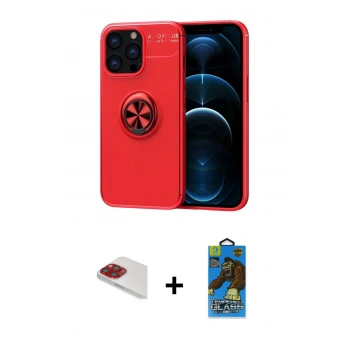 MARSİLYAN™- iPhone 13 Pro Max Kılıf Yankı Form Prime - Siyah 18D Cam Ekran Koruyucu + Pers Alüminyum Kamera Lens - KI