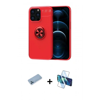 MARSİLYAN™- iPhone 13 Pro Max Kılıf Yankı Form Prime - Siyah 3D Antistatik Cam Ekran Koruyucu + Shine Kamera Lens Koruma Cam - MI