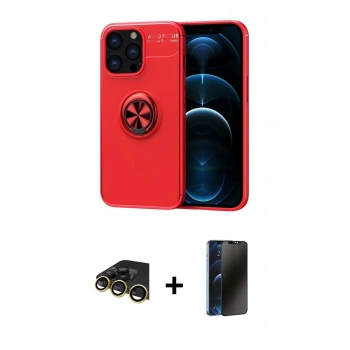 MARSİLYAN™- iPhone 13 Pro Max Kılıf Yankı Form Prime - Siyah 3D Antistatik Hayalet Cam Ekran Koruyucu + Raze Metal Kamera Lens - GD