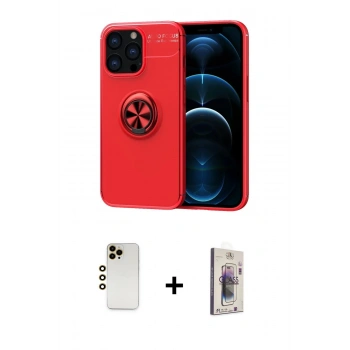 MARSİLYAN™- iPhone 13 Pro Max Kılıf Yankı Form Prime - Siyah Bilvis 3D Cam Ekran Koruyucu + Shine Kamera Lens - GD