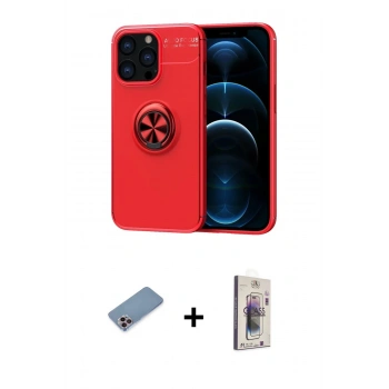 MARSİLYAN™- iPhone 13 Pro Max Kılıf Yankı Form Prime - Siyah Bilvis 3D Cam Ekran Koruyucu + Shine Kamera Lens Koruma Cam - PE