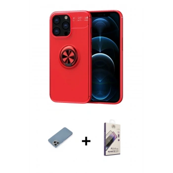MARSİLYAN™- iPhone 13 Pro Max Kılıf Yankı Form Prime - Siyah Bilvis 3D Mat Cam Ekran Koruyucu + Shine Kamera Lens Koruma Cam - GI