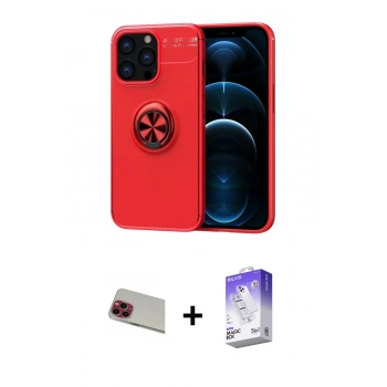 MARSİLYAN™- iPhone 13 Pro Max Kılıf Yankı Form Prime - Siyah Bilvis 5in1 3D Magic Cam Ekran Koruyucu + Rainbow Kamera Lens Koruma Cam - KI