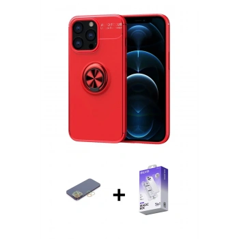MARSİLYAN™- iPhone 13 Pro Max Kılıf Yankı Form Prime - Siyah Bilvis 5in1 3D Magic Cam Ekran Koruyucu + Renkli Kamera Lens Koruma Cam - SI