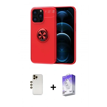 MARSİLYAN™- iPhone 13 Pro Max Kılıf Yankı Form Prime - Siyah Bilvis 5in1 3D Magic Cam Ekran Koruyucu + Shine Kamera Lens - GD