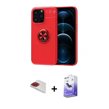 MARSİLYAN™- iPhone 13 Pro Max Kılıf Yankı Form Prime - Siyah Bilvis 5in1 5D Magic Hayalet Cam Ekran Koruyucu + Pers Alüminyum Kamera Lens - KI