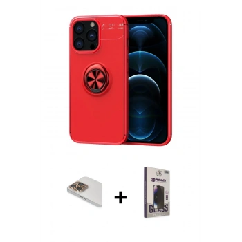 MARSİLYAN™- iPhone 13 Pro Max Kılıf Yankı Form Prime - Siyah Bilvis Hayalet Cam Ekran Koruyucu + Pers Alüminyum Kamera Lens - GD