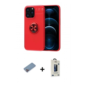 MARSİLYAN™- iPhone 13 Pro Max Kılıf Yankı Form Prime - Siyah Bilvis Hayalet Cam Ekran Koruyucu + Shine Kamera Lens Koruma Cam - PE