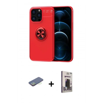 MARSİLYAN™- iPhone 13 Pro Max Kılıf Yankı Form Prime - Siyah Bilvis Hayalet Cam Ekran Koruyucu + Renkli Kamera Lens Koruma Cam - YL