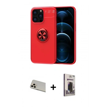 MARSİLYAN™- iPhone 13 Pro Max Kılıf Yankı Form Prime - Siyah Bilvis Hayalet Cam Ekran Koruyucu + Rainbow Kamera Lens Koruma Cam - REGD