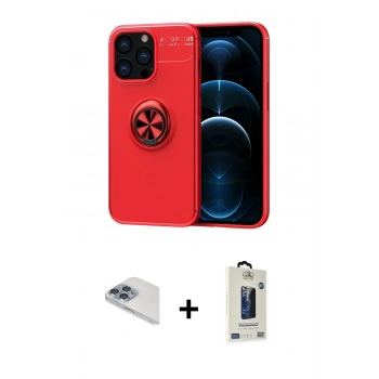 MARSİLYAN™- iPhone 13 Pro Max Kılıf Yankı Form Prime - Siyah Bilvis Hayalet Cam Ekran Koruyucu + Pers Alüminyum Kamera Lens - SABE