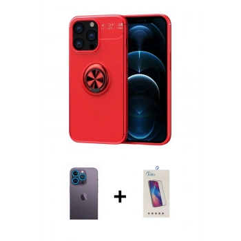 MARSİLYAN™- iPhone 13 Pro Max Kılıf Yankı Form Prime - Siyah Joko 5D Cam + Neon Fosforlu Kamera Lens - MI