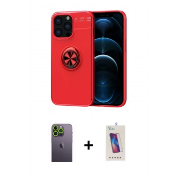 MARSİLYAN™- iPhone 13 Pro Max Kılıf Yankı Form Prime - Siyah Joko 5D Cam + Neon Fosforlu Kamera Lens - YL
