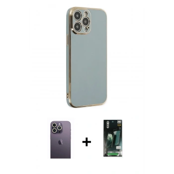 MARSİLYAN™- iPhone 13 Pro Max Kılıf Yankı Serisi - Şeffaf 360 Full Body Arka Koruyucu + Neon Fosforlu Kamera Lens - BZ