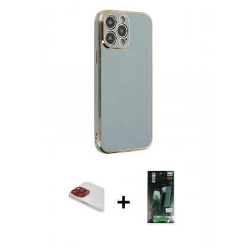 MARSİLYAN™- iPhone 13 Pro Max Kılıf Yankı Serisi - Şeffaf 360 Full Body Arka Koruyucu + Pers Alüminyum Kamera Lens - KI