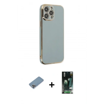 MARSİLYAN™- iPhone 13 Pro Max Kılıf Yankı Serisi - Şeffaf 360 Full Body Arka Koruyucu + Shine Kamera Lens Koruma Cam - GI