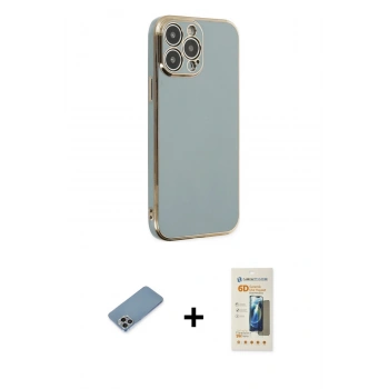 MARSİLYAN™- iPhone 13 Pro Max Kılıf Yankı Serisi - Siyah 6D Mat Seramik Hayalet Nano Ekran Koruyucu + Shine Kamera Lens Koruma Cam - GI