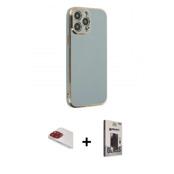 MARSİLYAN™- iPhone 13 Pro Max Kılıf Yankı Serisi - Siyah Bilvis Hayalet Cam Ekran Koruyucu + Pers Alüminyum Kamera Lens - KI