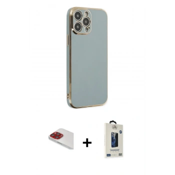 MARSİLYAN™- iPhone 13 Pro Max Kılıf Yankı Serisi - Siyah Bilvis Hayalet Cam Ekran Koruyucu + Pers Alüminyum Kamera Lens - KI