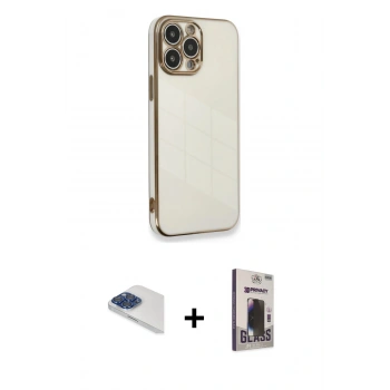 MARSİLYAN™- iPhone 13 Pro Max Kılıf Yankı Serisi - Siyah Bilvis Hayalet Cam Ekran Koruyucu + Pers Alüminyum Kamera Lens - LT