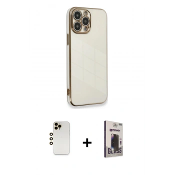 MARSİLYAN™- iPhone 13 Pro Max Kılıf Yankı Serisi - Siyah Bilvis Hayalet Cam Ekran Koruyucu + Shine Kamera Lens - GD