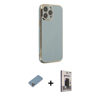 MARSİLYAN™- iPhone 13 Pro Max Kılıf Yankı Serisi - Siyah Bilvis Hayalet Cam Ekran Koruyucu + Shine Kamera Lens Koruma Cam - GI